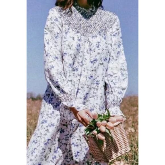 NWTs Sold Out Zara Printed Rustic Floral Dress Smocked size xs $90 A27 - Picture 3 of 11